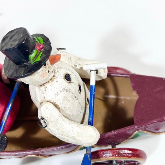Christmas Around The World Metal Canoe Sleigh Santa Claus Bear and Snowman Used - Picture 9 of 16